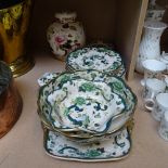 A quantity of Masons Green Chartreuse pattern china, and a large Masons Mandalay jar and cover