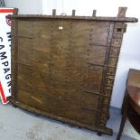 A large Indian hardwood and metal-decorated elephant howdah, L155cm, W127cm