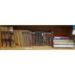 A shelf of books, including private correspondence of Horace Walpole, 4 volumes leather-bound