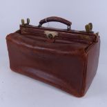 Victorian brass-mounted leather doctor's Gladstone bag