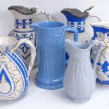 A group of 19th century William Brownfield of Cobridge Pottery Works stoneware jugs, relief