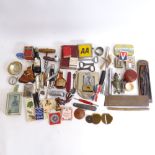 Various collectables, including Vintage radio valve, turned wood corkscrew, fish knife etc (boxful)