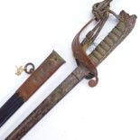 An 1897 pattern British Naval Officer's sword, retailed by Matthews & Company of Portsmouth, wire-