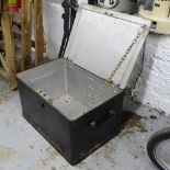 A Victorian cast-iron strong box, W52cm (no key)