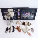 WITHDRAWN A large collection of Vintage Star Wars Kenner toy figurines, and 3 various framed