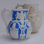2 19th century William Brownfield of Cobridge Pottery Works stoneware Albion jugs, relief moulded