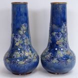 A pair of 19th century Royal Doulton vases, model no. 8284, tapered bulbous form with mottled blue