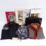 Various Vintage fashion items, including advertising signs, clothing and a bag (boxful)