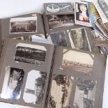 2 albums of early 20th century postcards, including First War Period and topographical, and a box of