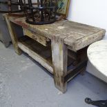 A Vintage pine workbench, W175cm