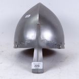 A handmade steel military re-enactment Spangenhelm helmet, 16 gauge steel