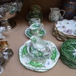 A Longton China green dragon design tea service, pattern no. 410097