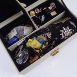 A quantity of costume jewellery, compact etc