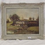 Daphne Adams 1930s oil on board, landscape, unsigned, 40cm x 48cm, framed