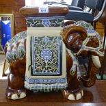 A decorative ceramic glazed elephant seat, H44cm