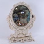 WITHDRAWN A Victorian cast-iron vine design swing mirror on stand, overall height 50cm