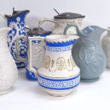 A group of 19th century William Brownfield of Cobridge Pottery Works stoneware jugs, relief