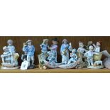 A group of 19th century Continental porcelain Vesta stands and spill vases (10)