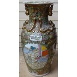A large Chinese painted and gilded baluster vase, height 62cm