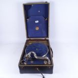 A Geisha portable wind-up gramophone, early 20th century