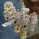 A 19th century Continental porcelain nodding figure, height 9cm, and a group of various miniature