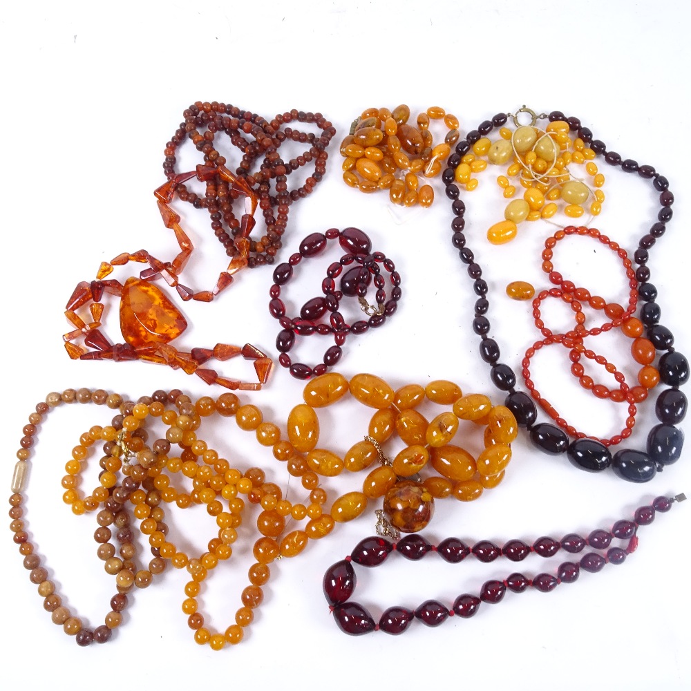 A quantity of Bakelite necklaces, beads etc