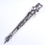 JUDAICA - a large Russian silver 84 Zolotnik standard Torah scroll yad pointer, with double lion