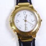 YSL YVES SAINT LAURENT - a mid-size gold plated stainless steel Paris quartz wristwatch, silvered