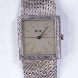 PIAGET - a Vintage lady's 18ct white gold mechanical cocktail wristwatch, ref 908, square silvered