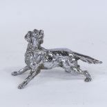 A Pandiani (Milan) chrome plate bronze sculpture of a dog, impressed marks under foot, length 30cm