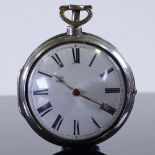 An early 19th century silver pair-cased open-face key-wind Verge pocket watch, by William King of