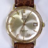 OMEGA - a Vintage 18ct gold Seamaster Deville automatic wristwatch, champagne dial with gilt baton