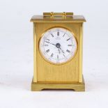 PONTIFA - a Vintage brass-cased 8-day carriage clock, white dial with Roman numeral hour markers and