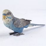 Austrian cold painted bronze budgie, unsigned, length 16cm