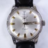 LONGINES - a Vintage stainless steel Conquest automatic wristwatch, ref. L1.611.4, silvered dial