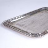 A Victorian rectangular tray, shaped edge with reeded border, by Charles Stuart Harris, hallmarks