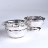 2 circular silver sugar bowls, maker's J Sherwood & Sons, and Ernest W Haywood, hallmarks Birmingham