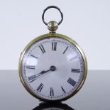 An early 19th century nickel-cased open-face key-wind Verge pocket watch, by Edward Thompson of