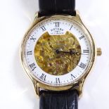 ROTARY - a gold plated stainless steel Mecanique Skeleton automatic wristwatch, ref. 03071, white