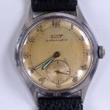 TISSOT - a Vintage stainless steel Bumper automatic wristwatch, ref. 6536-1, champagne dial with