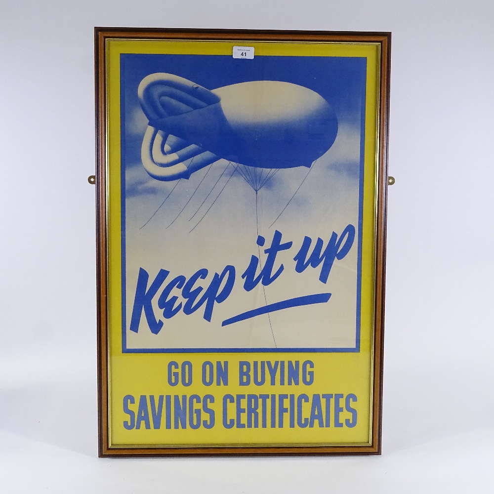 Keep It Up, Go On Buying Savings Certificates, original National Savings Committee poster, framed,