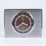 DERBY 869 - a Vintage steel-cased Swissonic Commander 8-day mantel clock, brown dial with Arabic