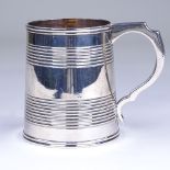 A Victorian silver pint tankard, tapered cylindrical form with reeded decoration, by Henry