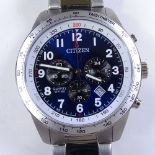 CITIZEN - a stainless steel Eco-Drive WR50 quartz chronograph wristwatch, ref 0520-S106788, blue