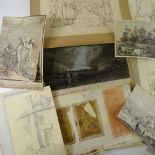 A folder of 17th century and later drawings and prints