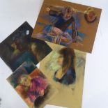 Jean Roach, folder of pastel portraits (7)