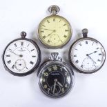 4 various pocket watches, including silver example by John Forrest (4) Lot sold as seen unless
