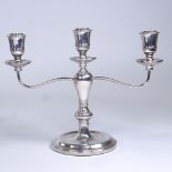 An Elizabeth II silver 3-light 2-branch table candelabra, by Charles S Green & Co Ltd, hallmarks