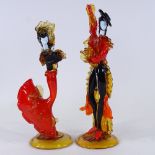 A pair of Murano handmade glass flamenco dancer sculptures, height 43cm