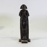 Patinated bronze sculpture, circa 1920/30, Art Deco erotic composition, on wood plinth, unsigned,